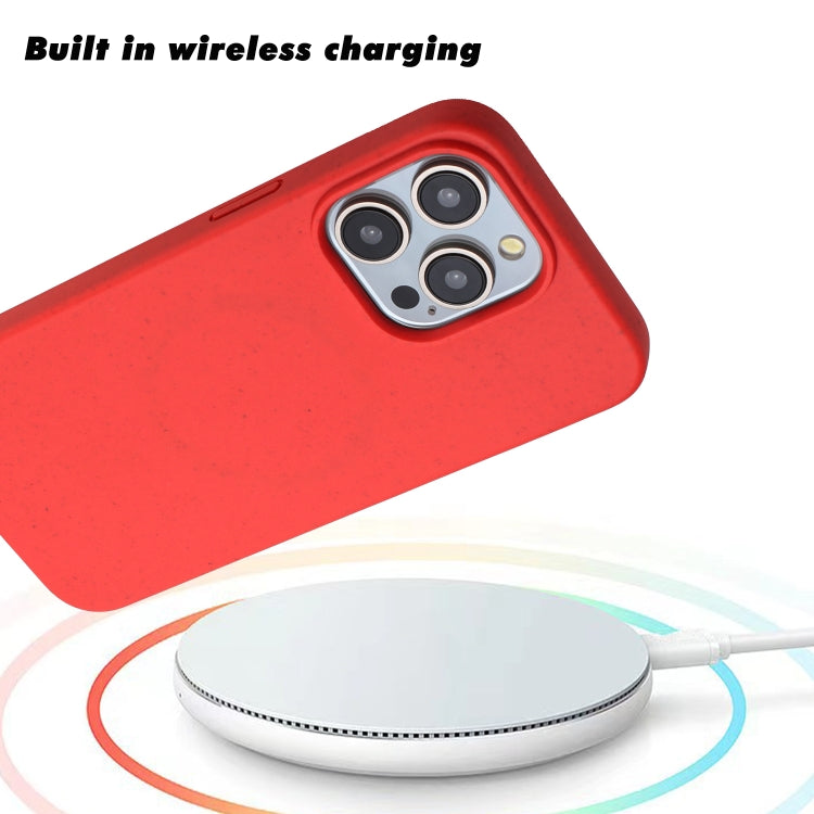 For iPhone 12 Pro Max Wheat MagSafe Magnetic Straw Material + TPU Phone Case(Red) by buy2fix