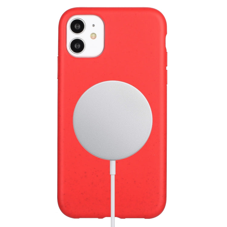 For iPhone 11 Wheat MagSafe Magnetic Straw Material + TPU Phone Case(Red) by buy2fix