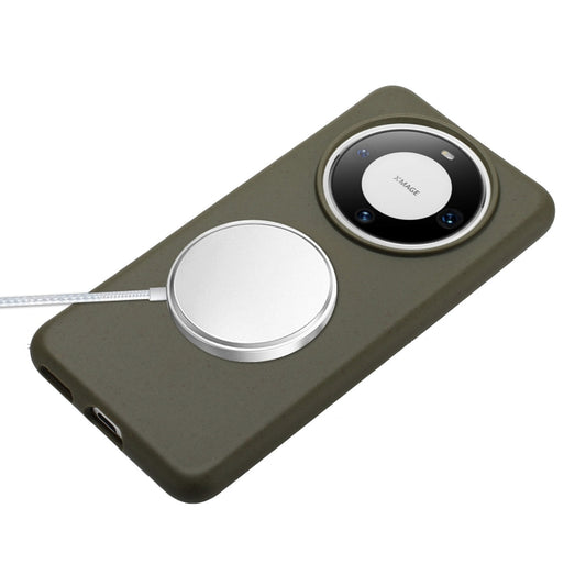 For Huawei Mate 60 Pro Wheat MagSafe Magnetic Straw Material + TPU Phone Case with Lanyard(Army Green) by buy2fix