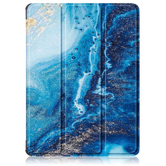 For OnePlus Pad Go / OPPO Pad Air2 / Neo Custer Painted 3-fold Holder Smart Leather Tablet Case(Waves) by buy2fix