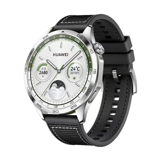 For Huawei Watch GT4 46mm Nylon Hybrid Braid Silicone Watch Band, Size: 22mm(Black)