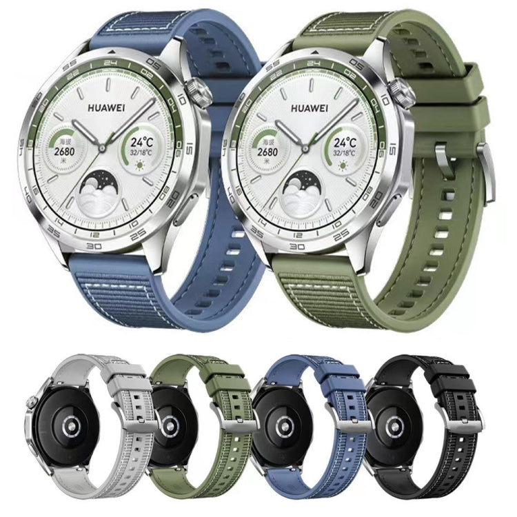 For Huawei Watch GT4 46mm Nylon Hybrid Braid Silicone Watch Band, Size: 22mm(Grey) by buy2fix