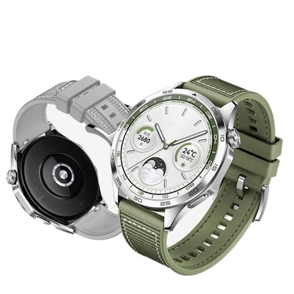 For Huawei Watch GT4 46mm Nylon Hybrid Braid Silicone Watch Band, Size: 22mm(Grey) by buy2fix