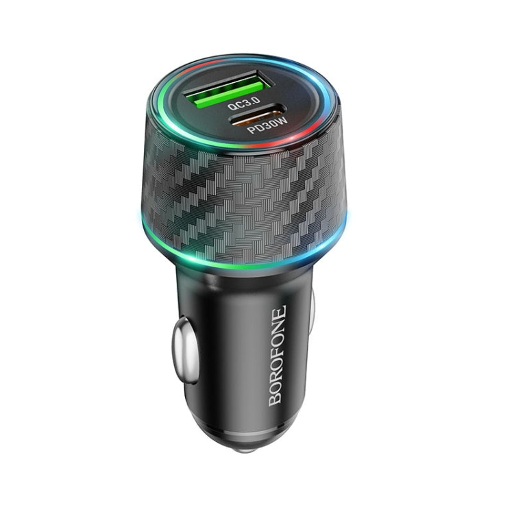 BOROFONE BZ21 Brilliant QC3.0 + PD30W Dual Ports Fast Charging Car Charger(Black) - Car Charger by Borofone | Online Shopping UK | buy2fix