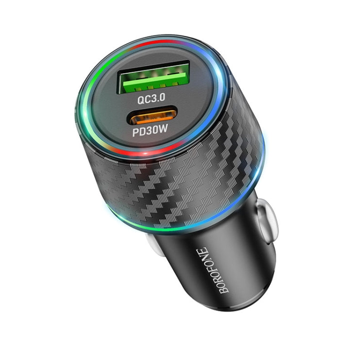 BOROFONE BZ21 Brilliant QC3.0 + PD30W Dual Ports Fast Charging Car Charger(Black) - Car Charger by Borofone | Online Shopping UK | buy2fix