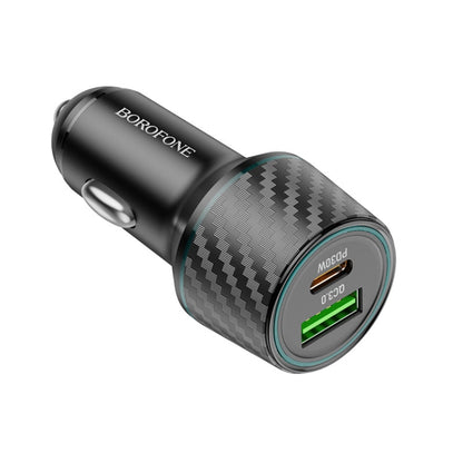 BOROFONE BZ21 Brilliant QC3.0 + PD30W Dual Ports Fast Charging Car Charger(Black) - Car Charger by Borofone | Online Shopping UK | buy2fix