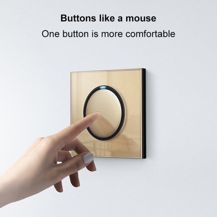 86mm Round LED Tempered Glass Switch Panel, Gold Round Glass, Style:Two Open Dual Control - Consumer Electronics by buy2fix | Online Shopping UK | buy2fix