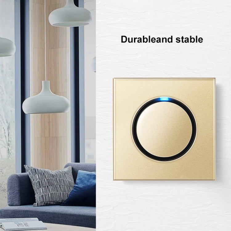 86mm Round LED Tempered Glass Switch Panel, Gold Round Glass, Style:Telephone Socket - Consumer Electronics by buy2fix | Online Shopping UK | buy2fix