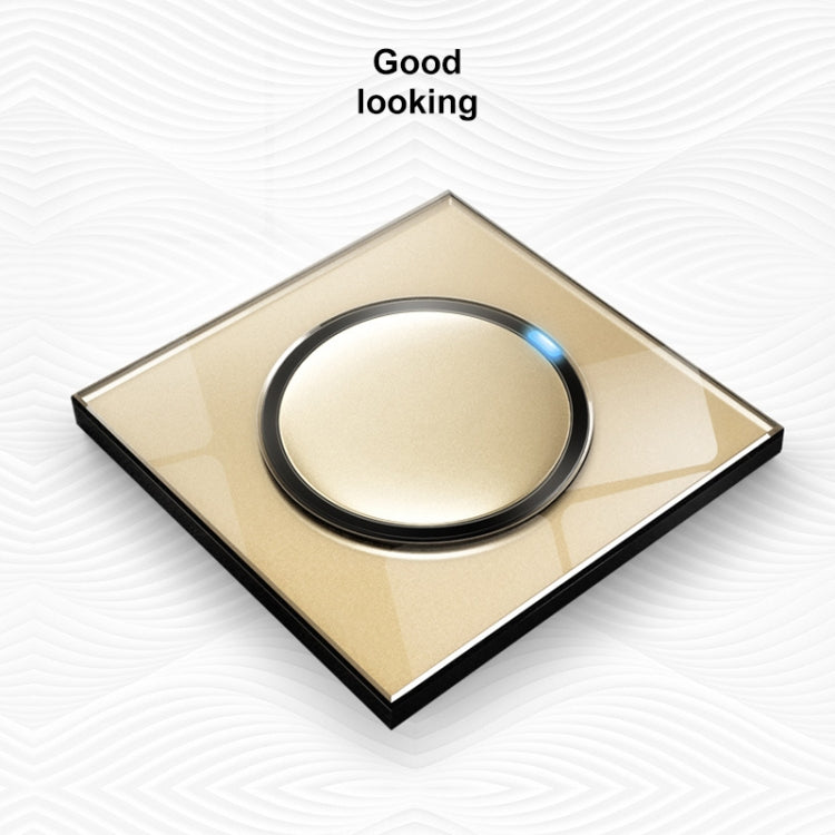 86mm Round LED Tempered Glass Switch Panel, Gold Round Glass, Style:Computer Socket - Consumer Electronics by buy2fix | Online Shopping UK | buy2fix