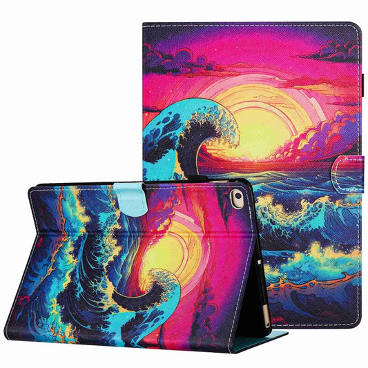 For iPad 9.7 2018 / 2017 Painted Pattern Stitching Smart Leather Tablet Case(Waves) by buy2fix