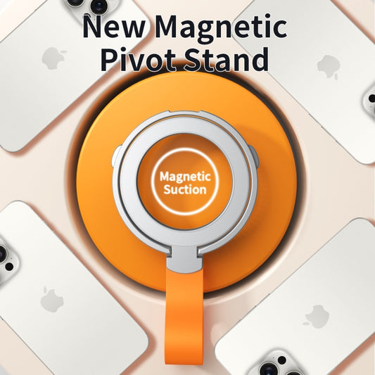 MagSafe Magnetic Pivot Stand Phone Ring Holder(Black + Orange) by buy2fix