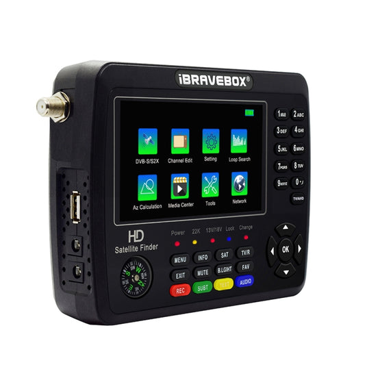 iBRAVEBOX V10 Finder Max+ 4.3 inch Display Digital Satellite Meter Signal Finder, Support DVB-S/S2/S2X AHD, Plug Type:AU Plug(Black) by buy2fix