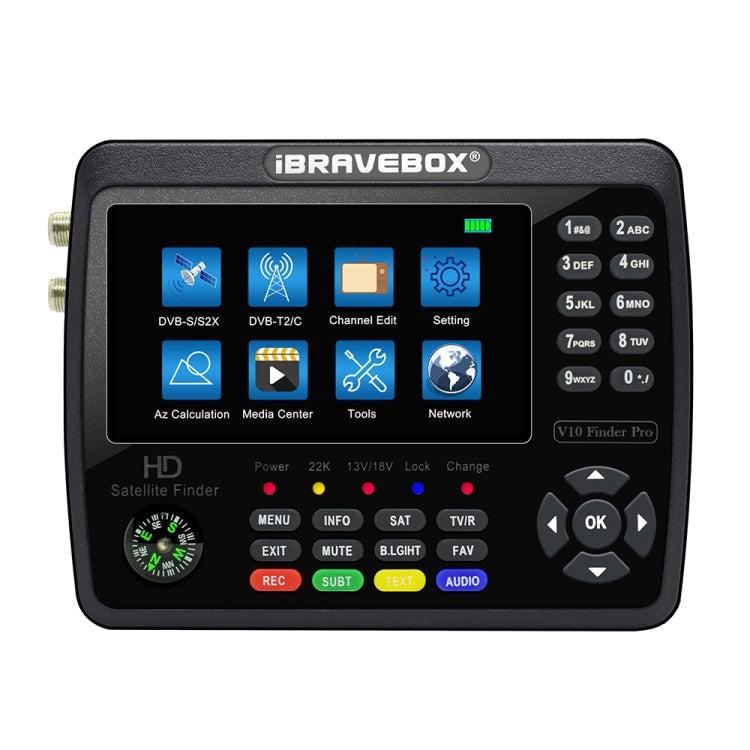 iBRAVEBOX V10 Finder Pro 4.3 inch Display Digital Satellite Meter Signal Finder, Support DVB-S/S2/S2X/T/T2/C, Plug Type:EU Plug(Black) by buy2fix
