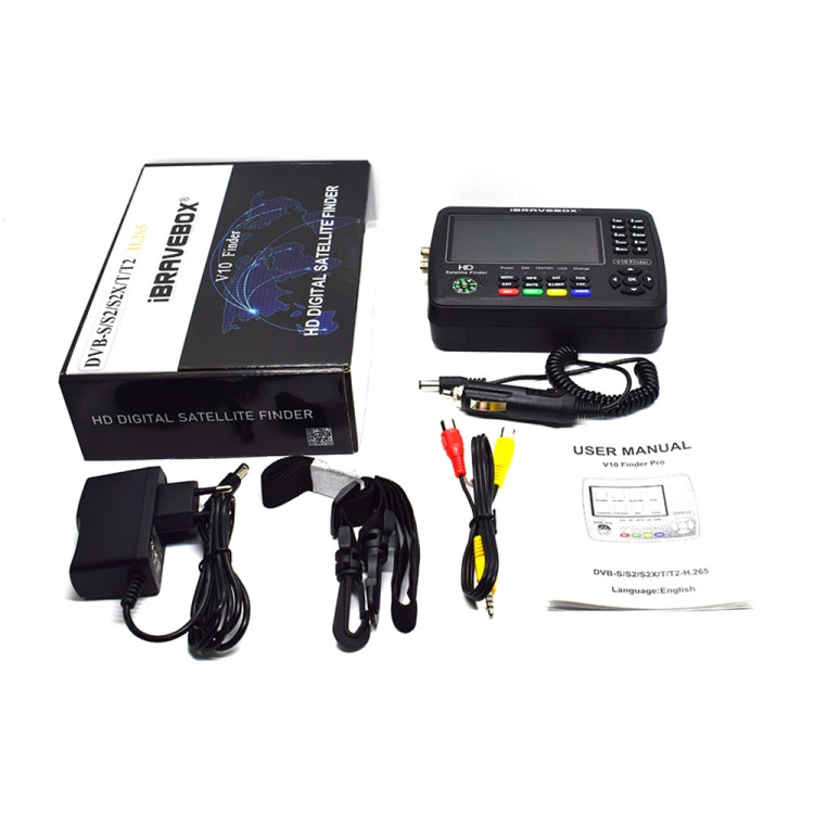 iBRAVEBOX V10 Finder Pro 4.3 inch Display Digital Satellite Meter Signal Finder, Support DVB-S/S2/S2X/T/T2/C, Plug Type:EU Plug(Black) by buy2fix