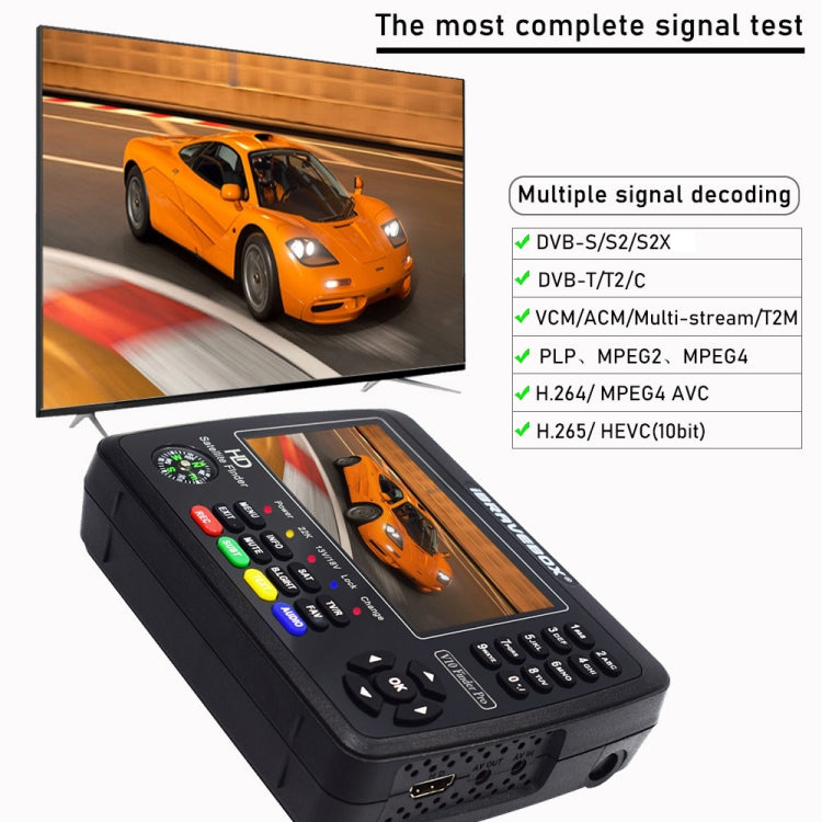 iBRAVEBOX V10 Finder Pro 4.3 inch Display Digital Satellite Meter Signal Finder, Support DVB-S/S2/S2X/T/T2/C, Plug Type:EU Plug(Black) by buy2fix