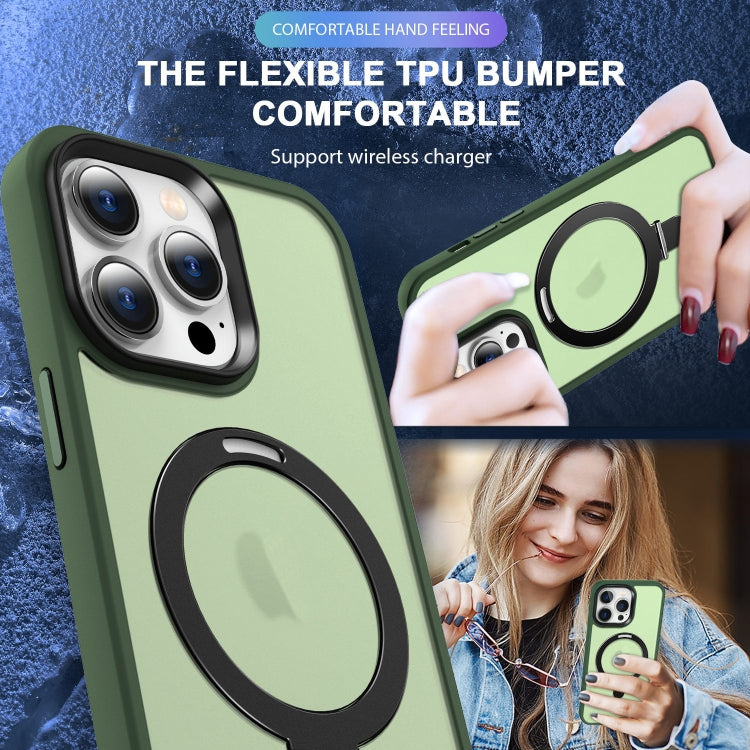 For iPhone 13 MagSafe Holder Skin-feel PC Hybrid TPU Phone Case(Green) - iPhone 13 Cases by buy2fix | Online Shopping UK | buy2fix