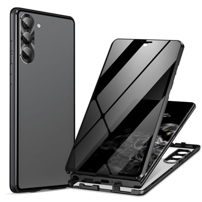 For Samsung Galaxy S24+ 5G Privacy Full Cover Magnetic Metal Tempered Glass Phone Case(Black) by buy2fix