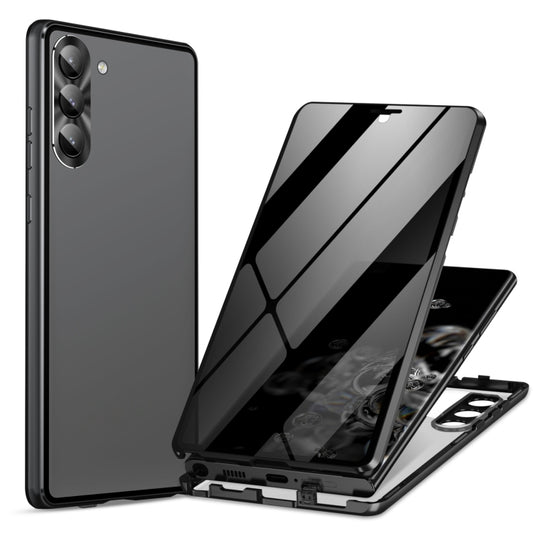 For Samsung Galaxy S24+ 5G Privacy Full Cover Magnetic Metal Tempered Glass Phone Case(Black) by buy2fix