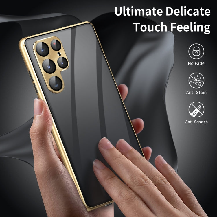 For Samsung Galaxy S24+ 5G Privacy Full Cover Magnetic Metal Tempered Glass Phone Case(Black) by buy2fix