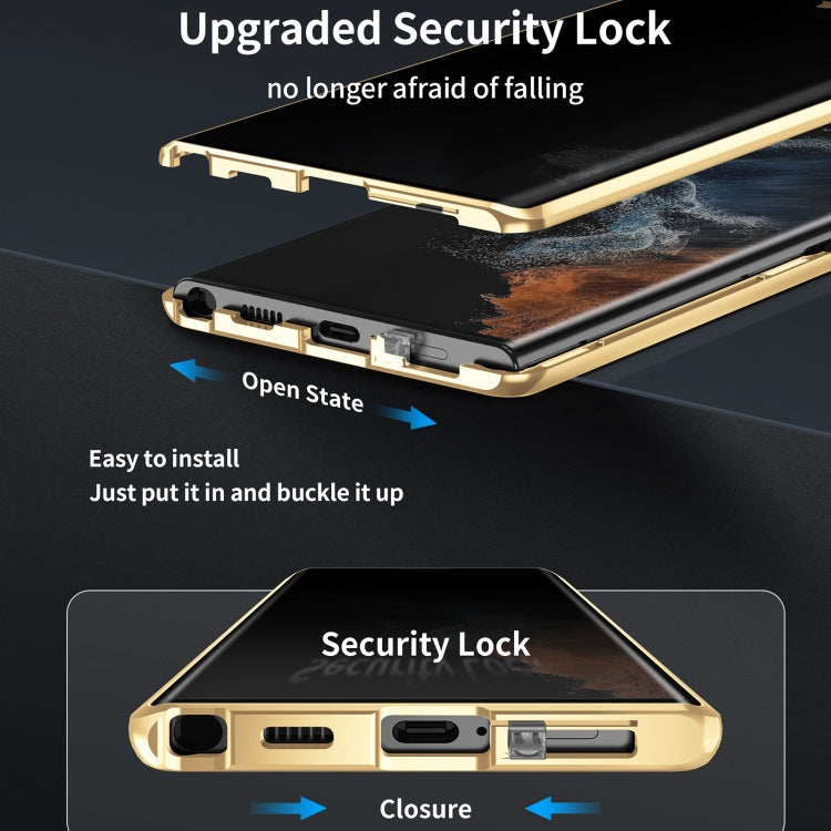 For Samsung Galaxy S24+ 5G Privacy Full Cover Magnetic Metal Tempered Glass Phone Case(Black) by buy2fix