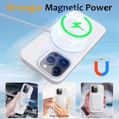 For iPhone 12 Pro Max Liquid Silicone MagSafe Magnetic Phone Case with Ring Holder(White) by buy2fix