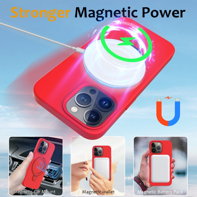 For iPhone 13 Pro MagSafe Magnetic Liquid Silicone Phone Case with Ring Holder(Red) - iPhone 13 Pro Cases by buy2fix | Online Shopping UK | buy2fix