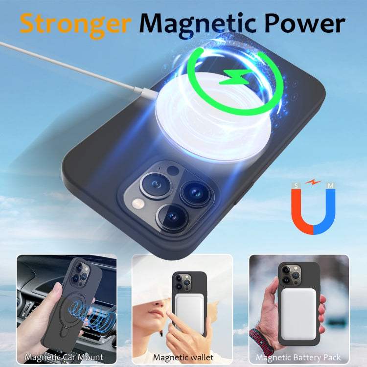 For iPhone 14 Pro Max MagSafe Magnetic Liquid Silicone Phone Case with Ring Holder(Carbon Black) - iPhone 14 Pro Max Cases by buy2fix | Online Shopping UK | buy2fix