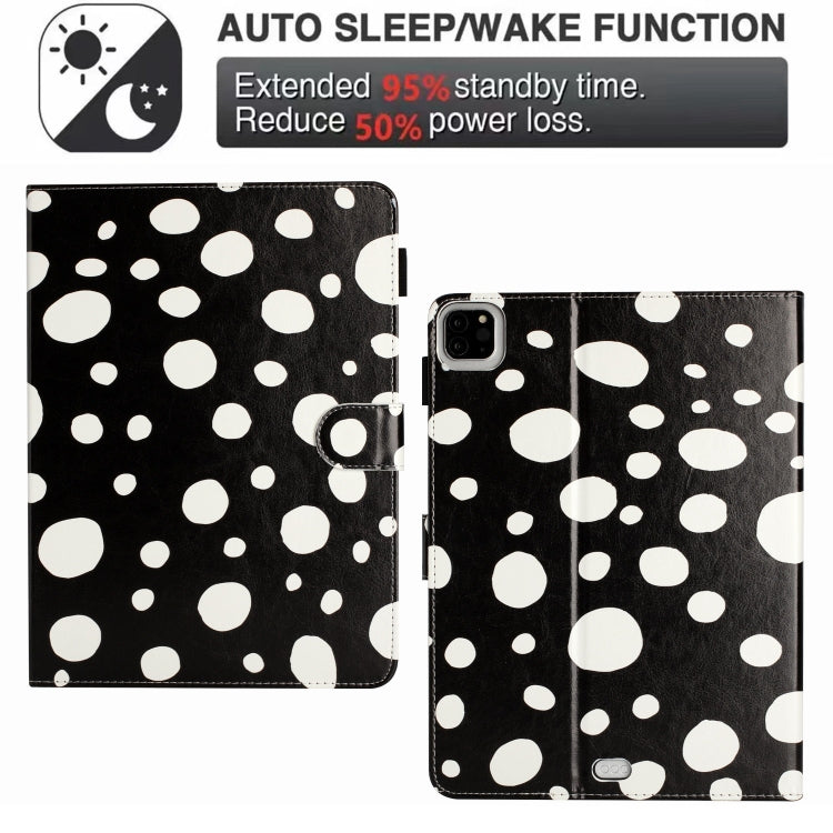 For iPad 2025 / 2022 Dot Pattern Leather Smart Tablet Case(Black White) by buy2fix