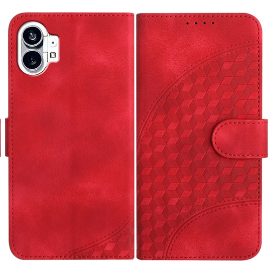 For Nothing Phone 1 Elephant Head Embossed Phone Leather Case with Lanyard(Red)