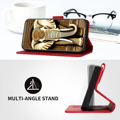 For Nothing Phone 2 Elephant Head Embossed Phone Leather Case with Lanyard(Red) by buy2fix