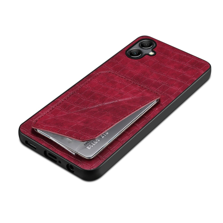 For Samsung Galaxy S23 FE 5G Denior Imitation Crocodile Leather Back Phone Case with Holder(Rose Red) by Denior
