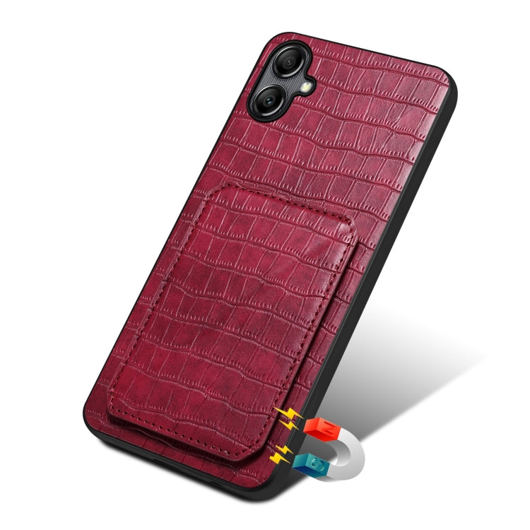 For Samsung Galaxy S23 FE 5G Denior Imitation Crocodile Leather Back Phone Case with Holder(Rose Red) by Denior