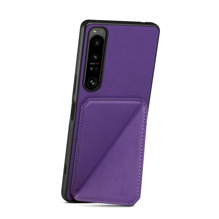 For Sony Xperia 10 IV Denior Imitation Calf Leather Back Phone Case with Holder(Purple) - Sony Cases by Denior | Online Shopping UK | buy2fix