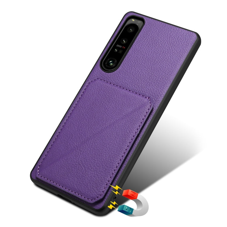 For Sony Xperia 10 IV Denior Imitation Calf Leather Back Phone Case with Holder(Purple) - Sony Cases by Denior | Online Shopping UK | buy2fix