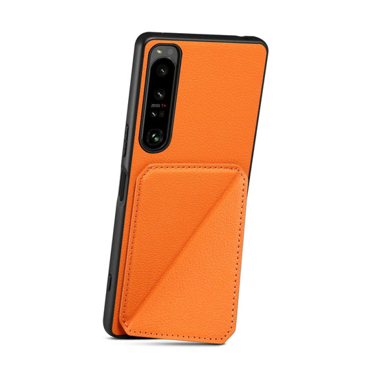 For Sony Xperia 10 V Denior Imitation Calf Leather Back Phone Case with Holder(Orange) by Denior