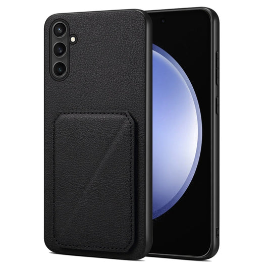 For Samsung Galaxy S23 FE 5G Denior Imitation Calf Leather Back Phone Case with Holder(Black) - Galaxy S23 FE 5G Cases by Denior | Online Shopping UK | buy2fix