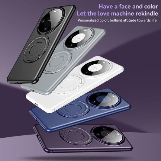 For Huawei Mate 60 Matte Magsafe Magnetic Phone Case with Trolley Holder(White) by buy2fix