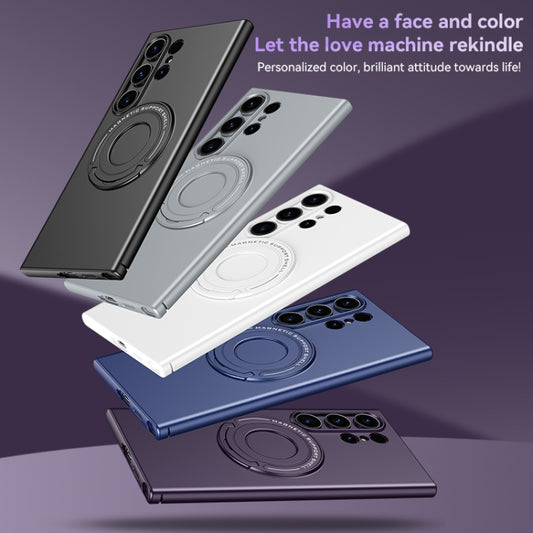 For Samsung Galaxy S24 Ultra 5G Matte Magsafe Magnetic Phone Case with Trolley Holder(Night Purple) by buy2fix