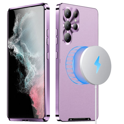 For Samsung Galaxy S23 Ultra 5G MagSafe Magnetic Plain Metal Phone Case(Purple) - Galaxy S23 Ultra 5G Cases by buy2fix | Online Shopping UK | buy2fix