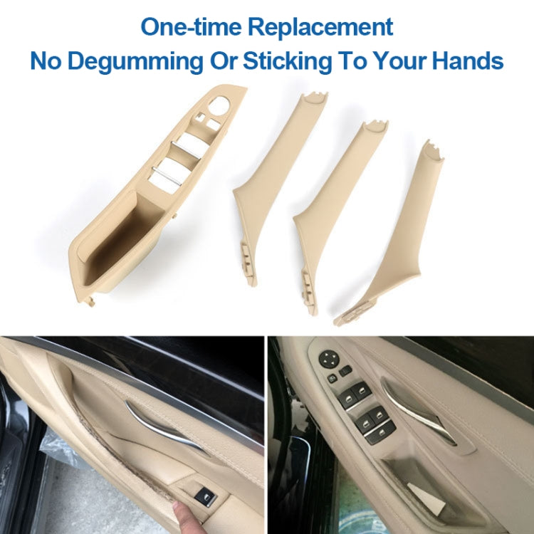 For BMW F10 / F18 5 Series 7pcs Car Inside Doors Handle Pull Trim Cover, Right Driving, 51417225874(Beige Yellow) by buy2fix