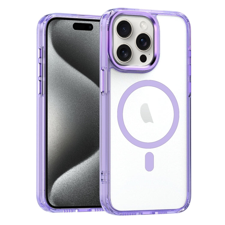 For iPhone 15 Pro MagSafe Magnetic Clear Phone Case(Purple) - iPhone 15 Pro Cases by buy2fix | Online Shopping UK | buy2fix