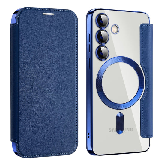 For Samsung Galaxy S24 5G MagSafe Magnetic RFID Anti-theft Leather Phone Case(Royal Blue)