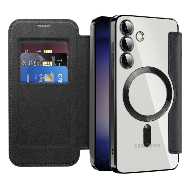 For Samsung Galaxy S24 5G MagSafe Magnetic RFID Anti-theft Leather Phone Case(Grey) by buy2fix