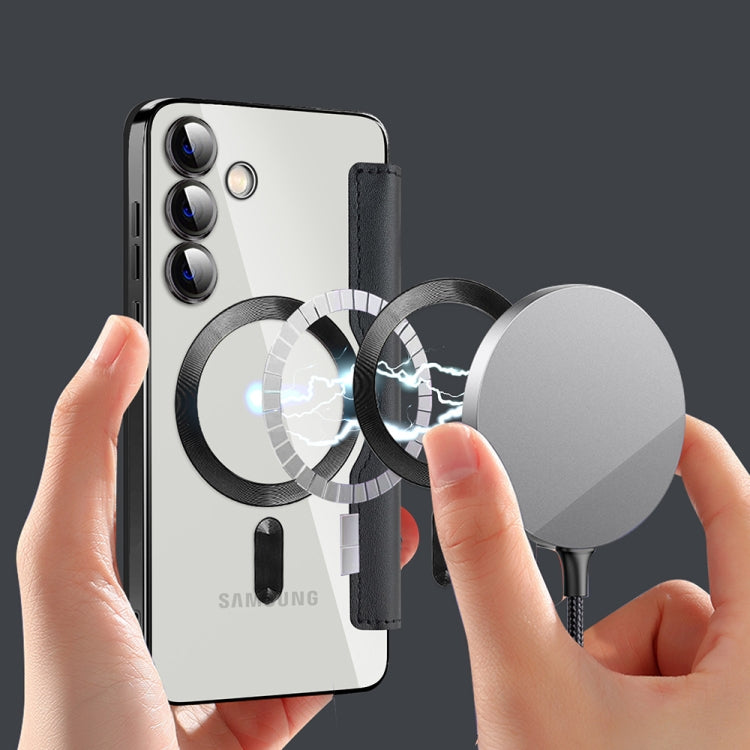 For Samsung Galaxy S24 5G MagSafe Magnetic RFID Anti-theft Leather Phone Case(Grey) by buy2fix