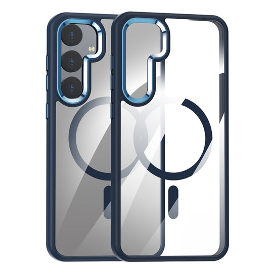 For Samsung Galaxy S24 5G MagSafe Anti-fingerprint Highly Transparent PC Phone Case(Blue)