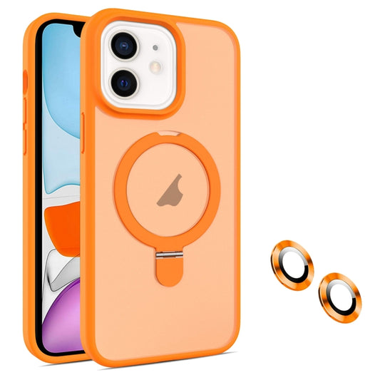 For iPhone 11 MagSafe Magnetic Holder Phone Case(Orange) - iPhone 11 Cases by buy2fix | Online Shopping UK | buy2fix