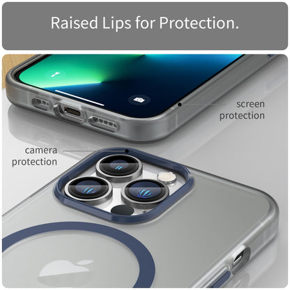 For iPhone 13 Pro MagSafe Frosted Translucent TPU + PC Full Coverage Phone Case(Dark Blue) - iPhone 13 Pro Cases by buy2fix | Online Shopping UK | buy2fix