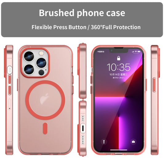 For iPhone 13 Pro MagSafe Frosted Translucent TPU + PC Full Coverage Phone Case(Red) by buy2fix