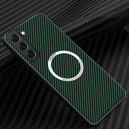 For Samsung Galaxy S24+ 5G Carbon Fiber Texture MagSafe Magnetic Phone Case(Green)
