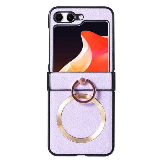 For Samsung Galaxy Z Flip5 MagSafe Ring Holder Three-stage Folding Phone Case(Purple)